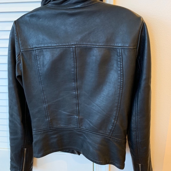 AllSaints Women's Black Bales Leather Biker Jacket - Picture 6 of 8